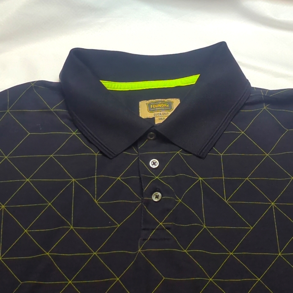 Foundry Supply Co. Shirt Men's 3XLT Black Polo Collared Short Sleeve Men.
